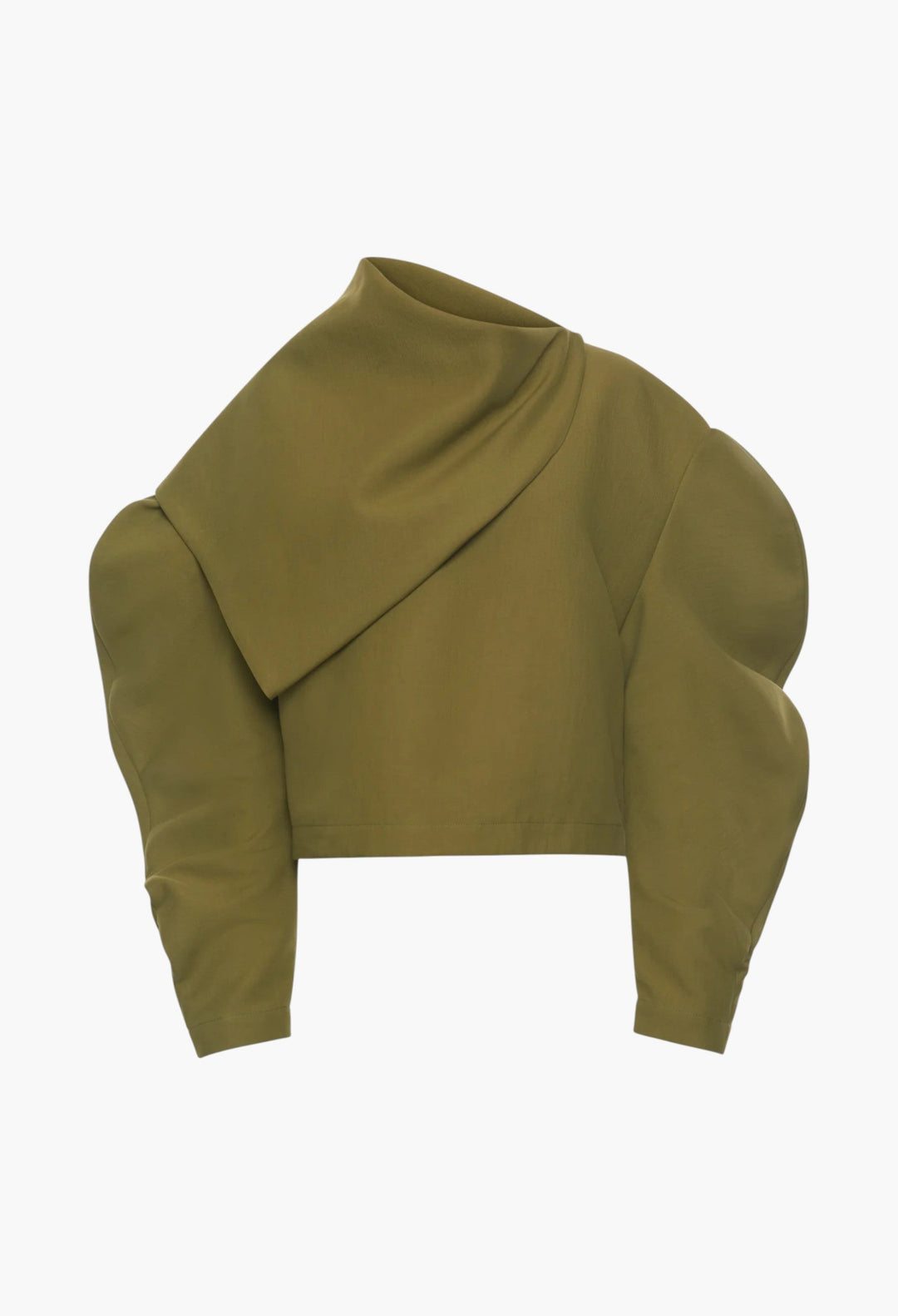 Draped Collar Top Khaki Green - GLAM MODA