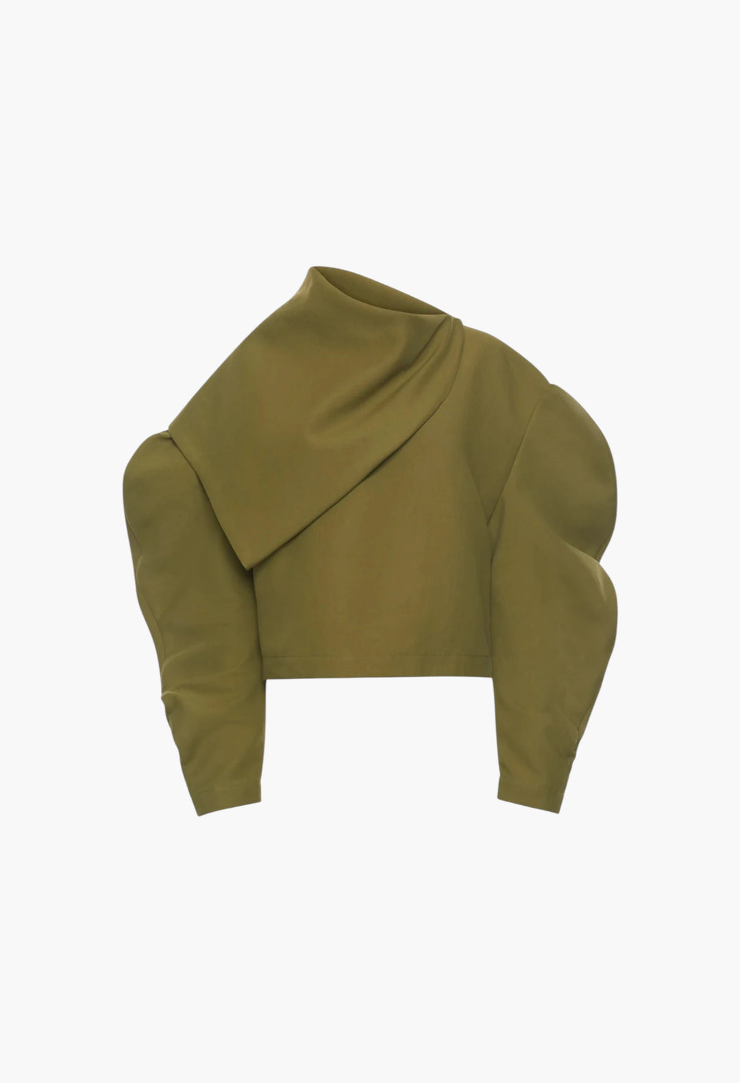 Draped Collar Top Khaki Green