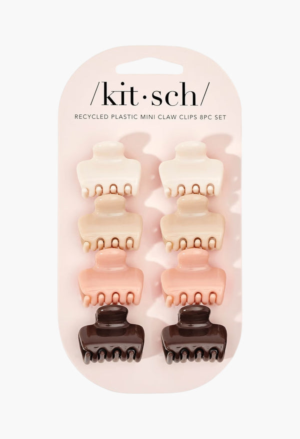 Mini Puffy Rosewood Claw Clips 8 Piece Set