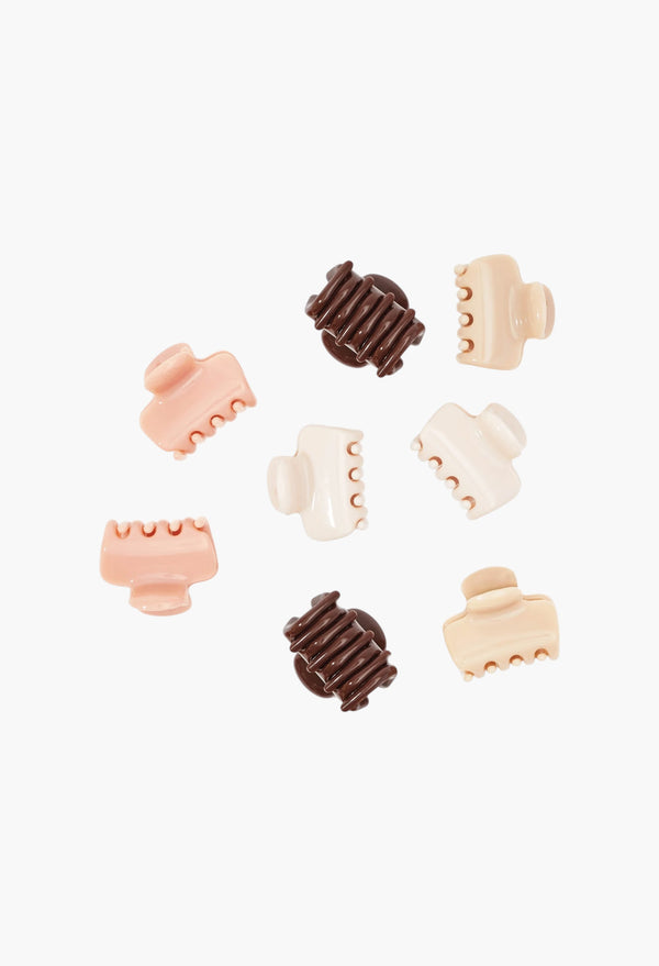 Mini Puffy Rosewood Claw Clips 8 Piece Set
