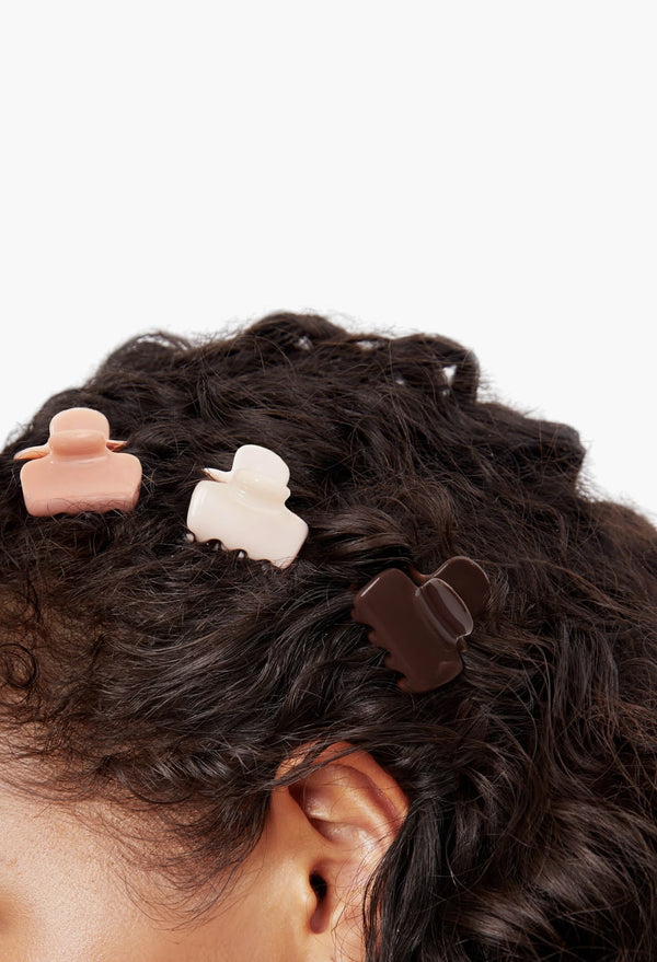 Mini Puffy Rosewood Claw Clips 8 Piece Set