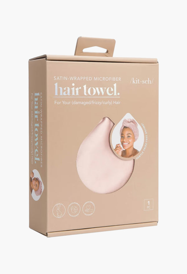 Satin Wrapped Hair Towel - Blush