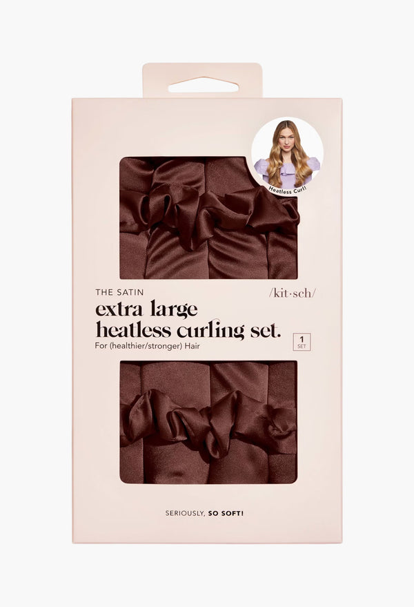 XL Satin Heatless Curling Set - Chocolate