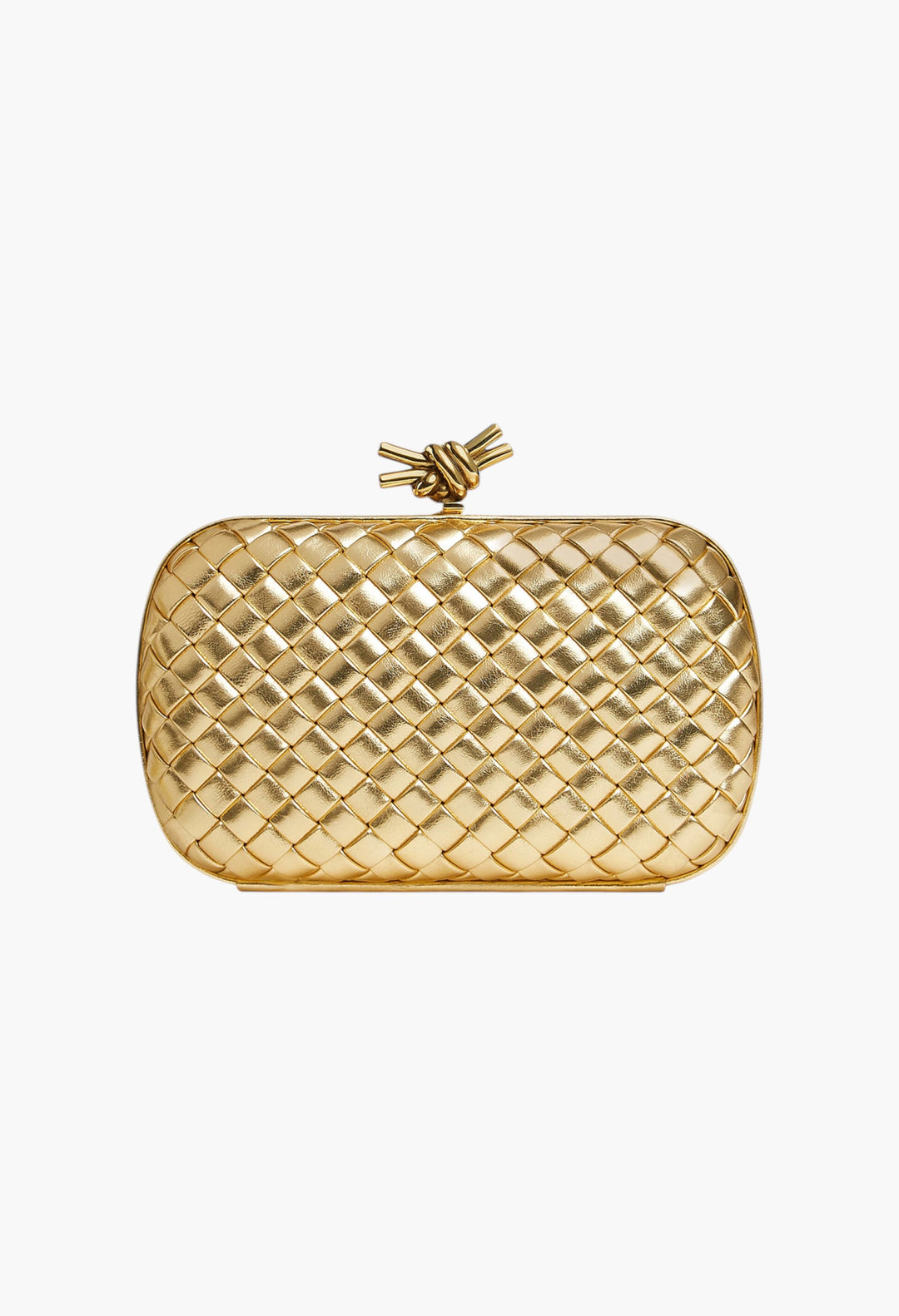 Knot Minaudière Clutch in Intreccio Mirror Leather - GLAM MODA