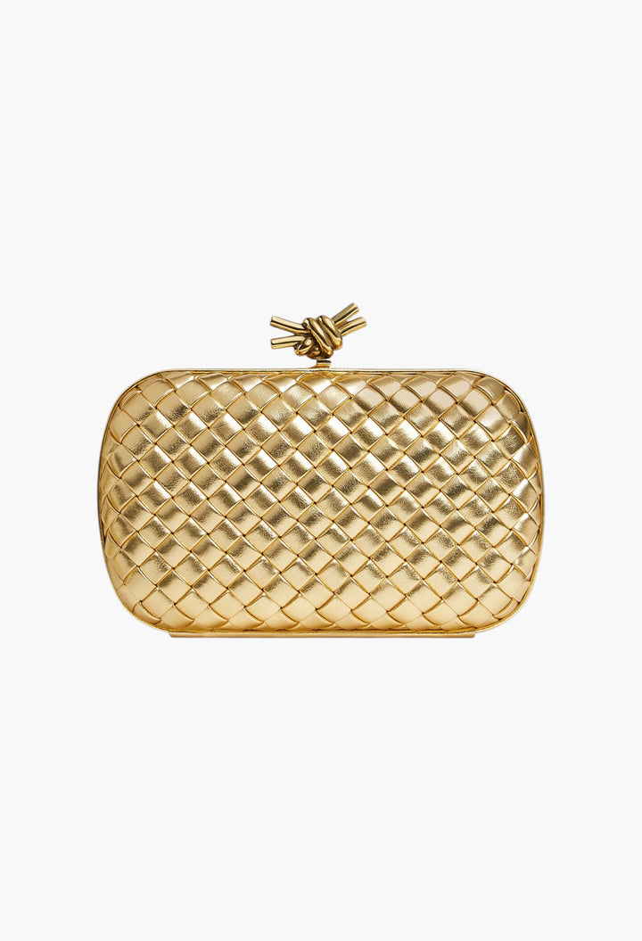 Knot Minaudière Clutch in Intreccio Mirror Leather - GLAM MODA