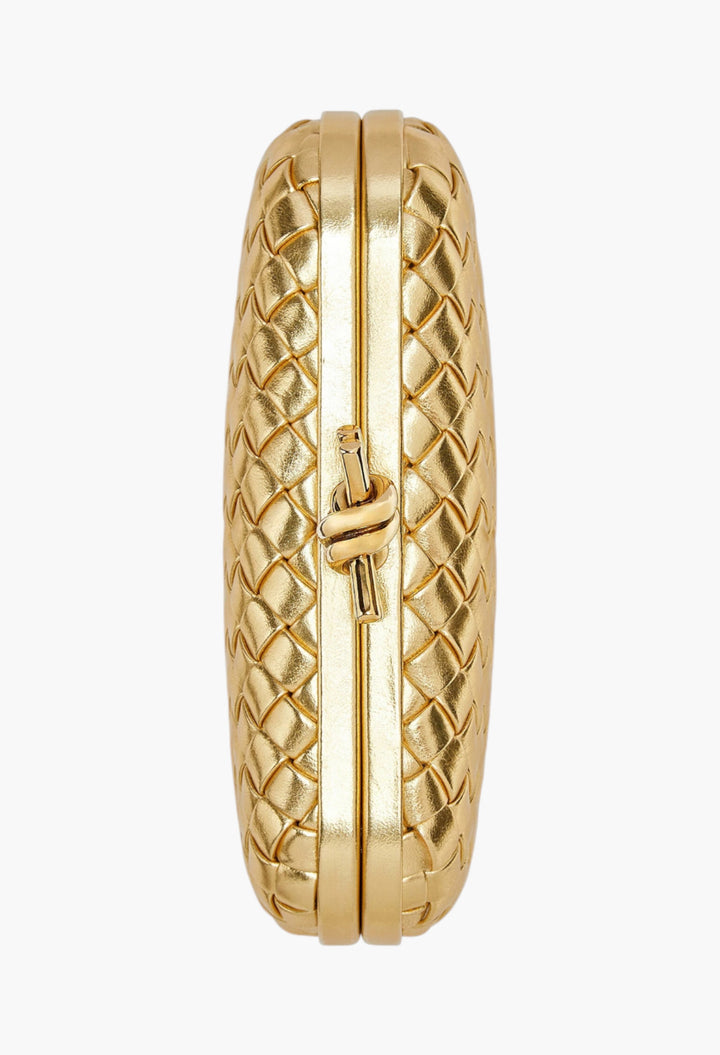 Knot Minaudière Clutch in Intreccio Mirror Leather - GLAM MODA