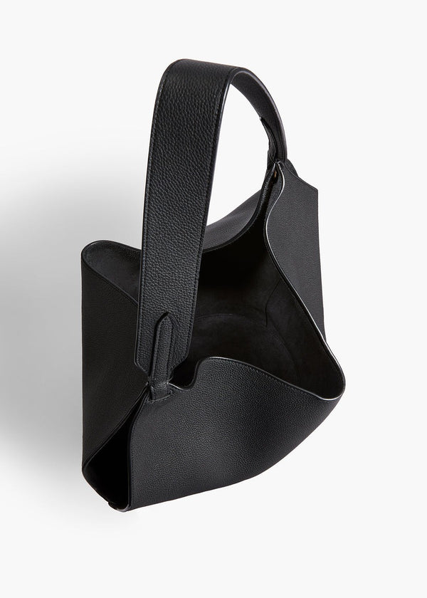 Black Pebbled Leather - Small Lotus Tote