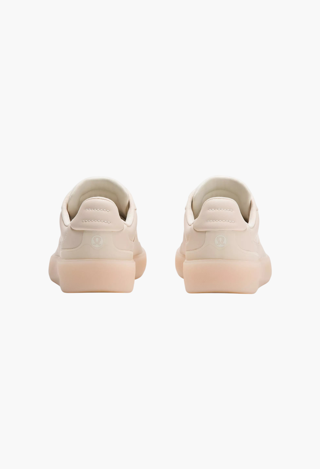 GLAM MODA Women's Cityverse sneakers in beige leather-alternative with a thick rubber outsole, rear view.