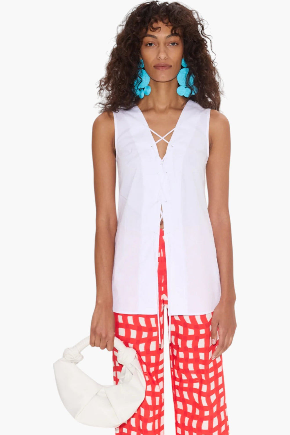 Lacy Poplin Tie Top - GLAM MODA