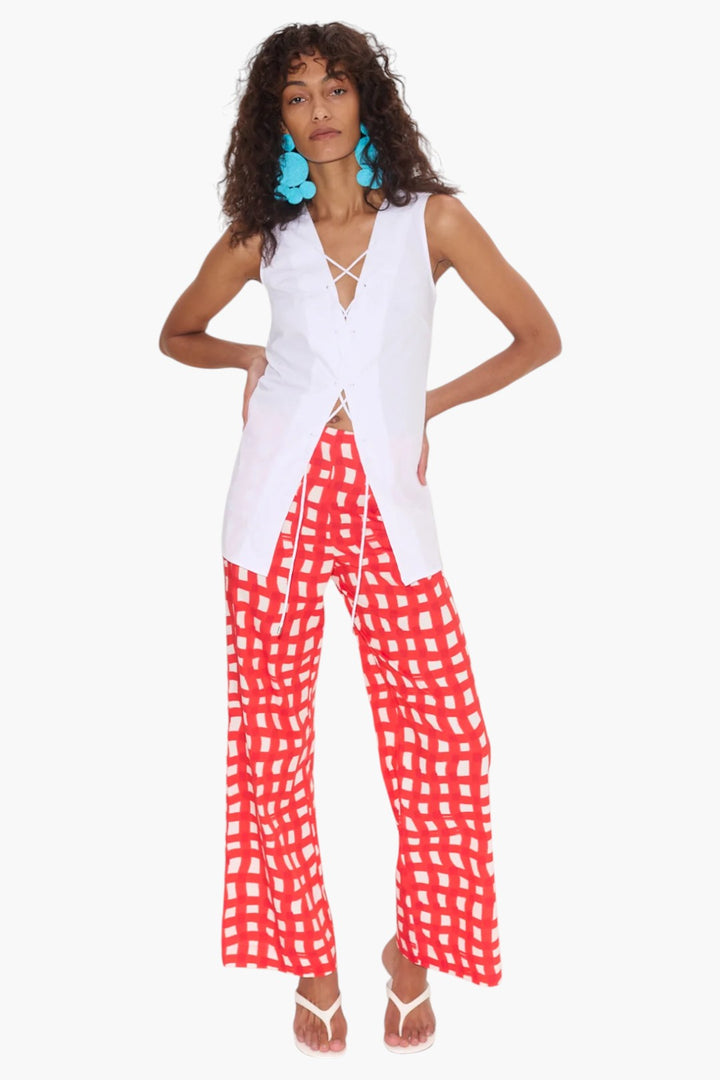 Lacy Poplin Tie Top - GLAM MODA