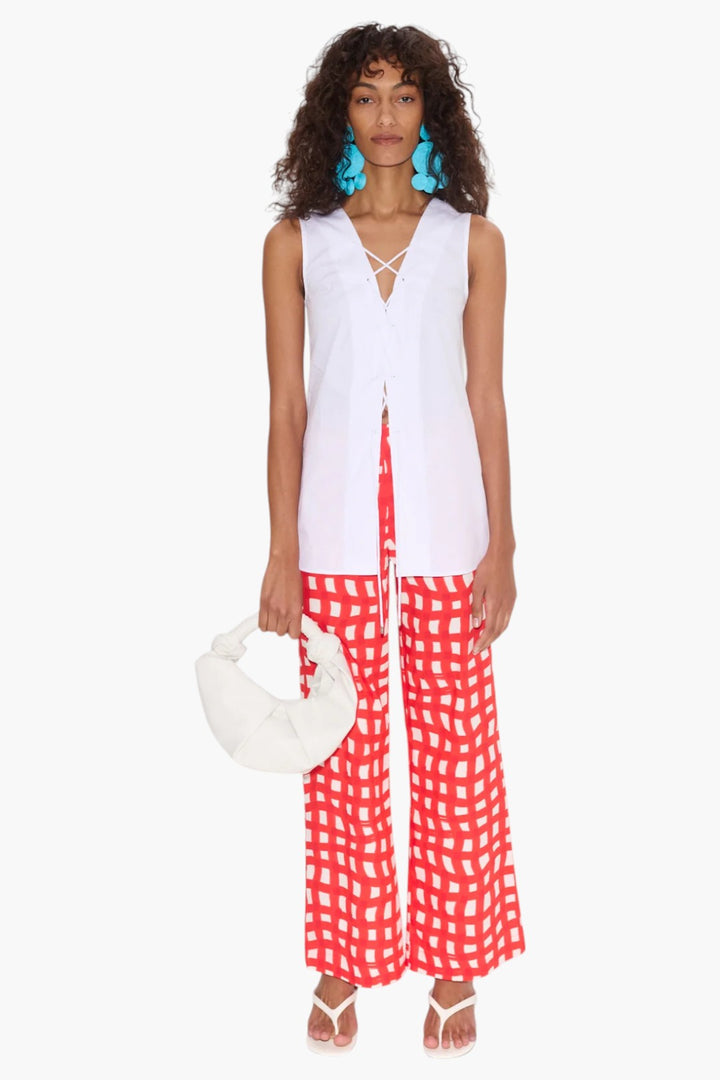 Lacy Poplin Tie Top - GLAM MODA