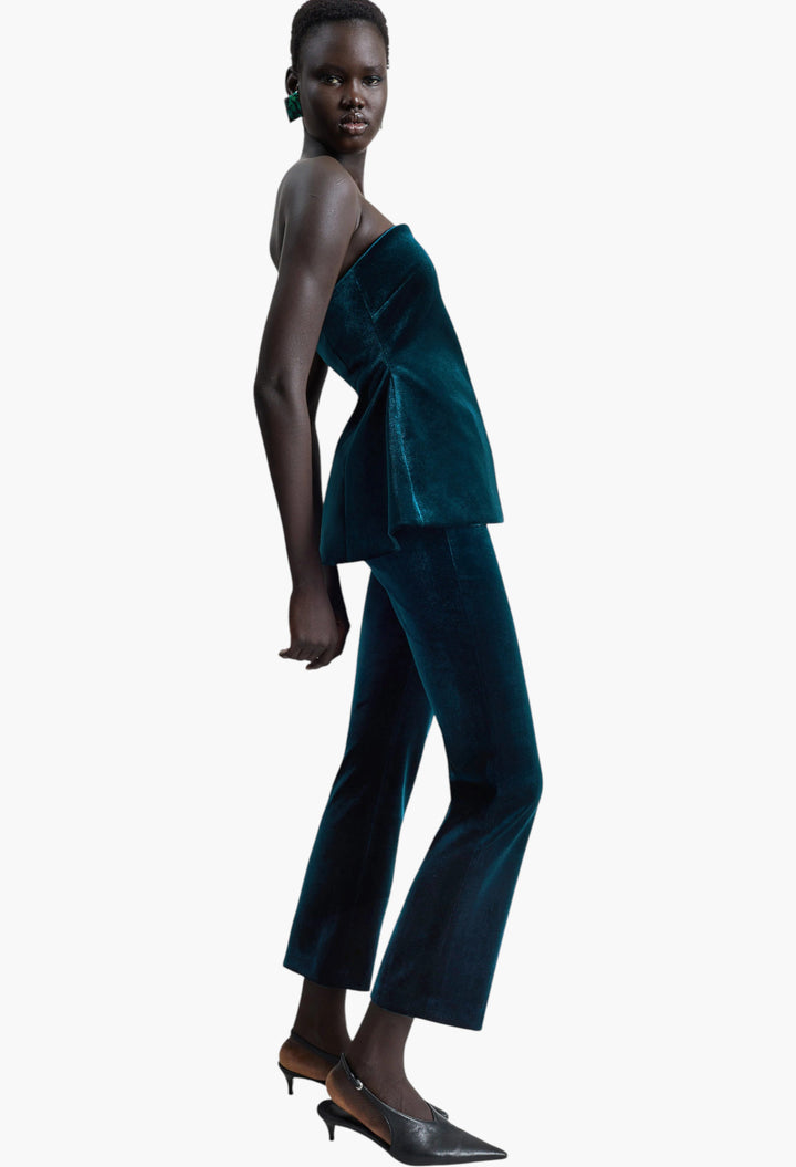 Laila Velvet Trousers - Deep Green - GLAM MODA
