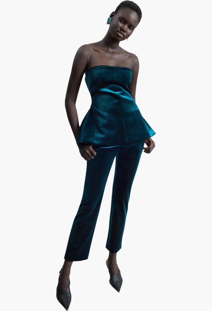 Laila Velvet Trousers - Deep Green - GLAM MODA