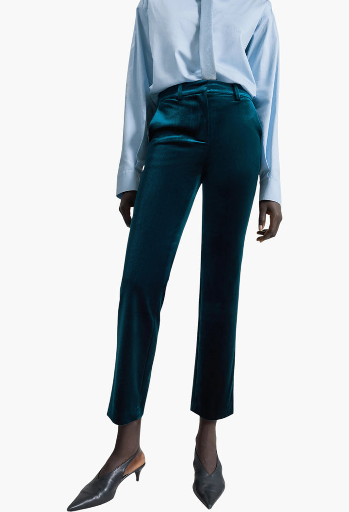 Laila Velvet Trousers - Deep Green - GLAM MODA