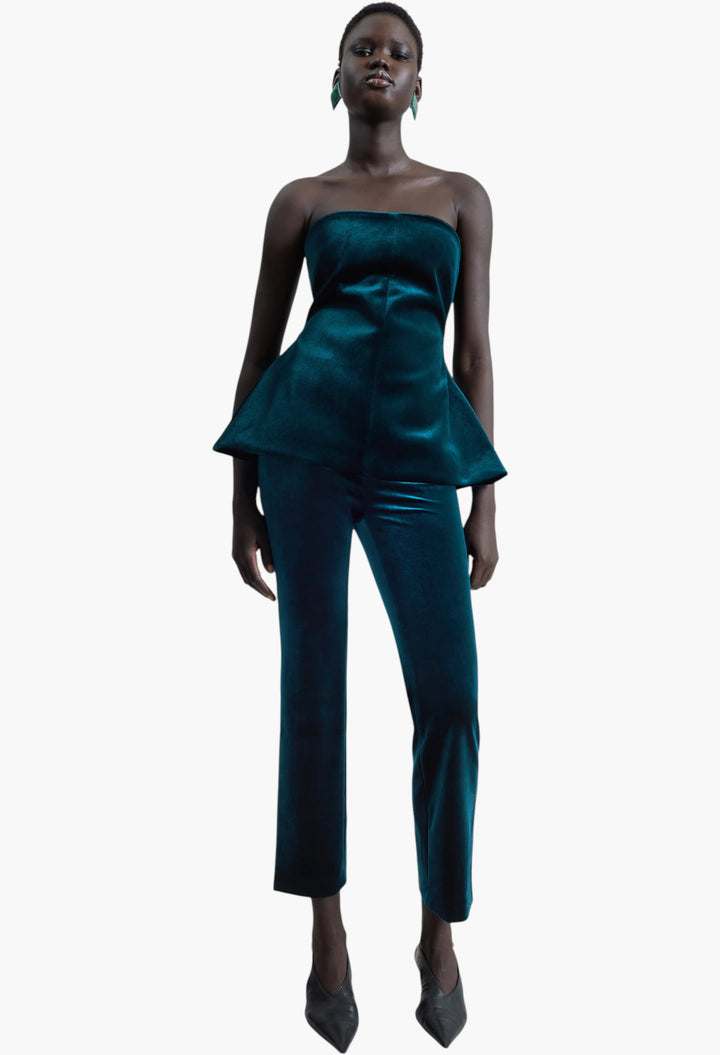 Laila Velvet Trousers - Deep Green - GLAM MODA