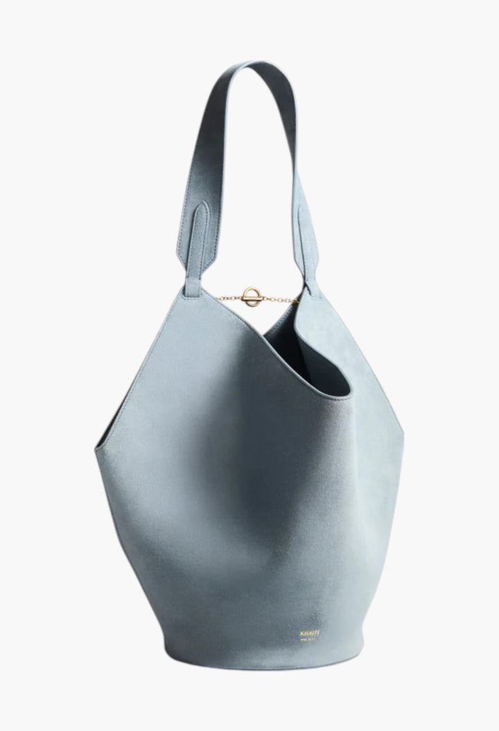 Lead Suede - Small Lotus Tote - GLAM MODA