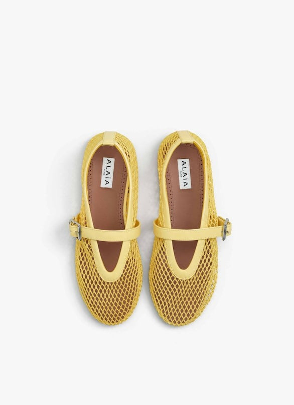 Lemon Yellow - Ballet Flats In Fishnet