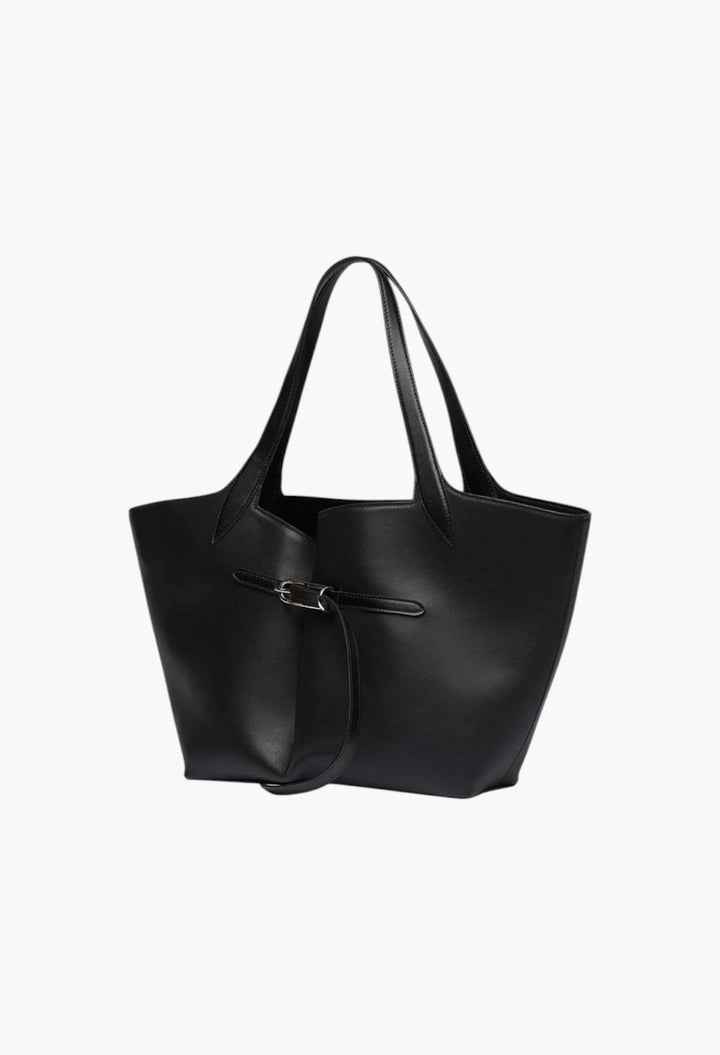 Belted Tote Black Croc