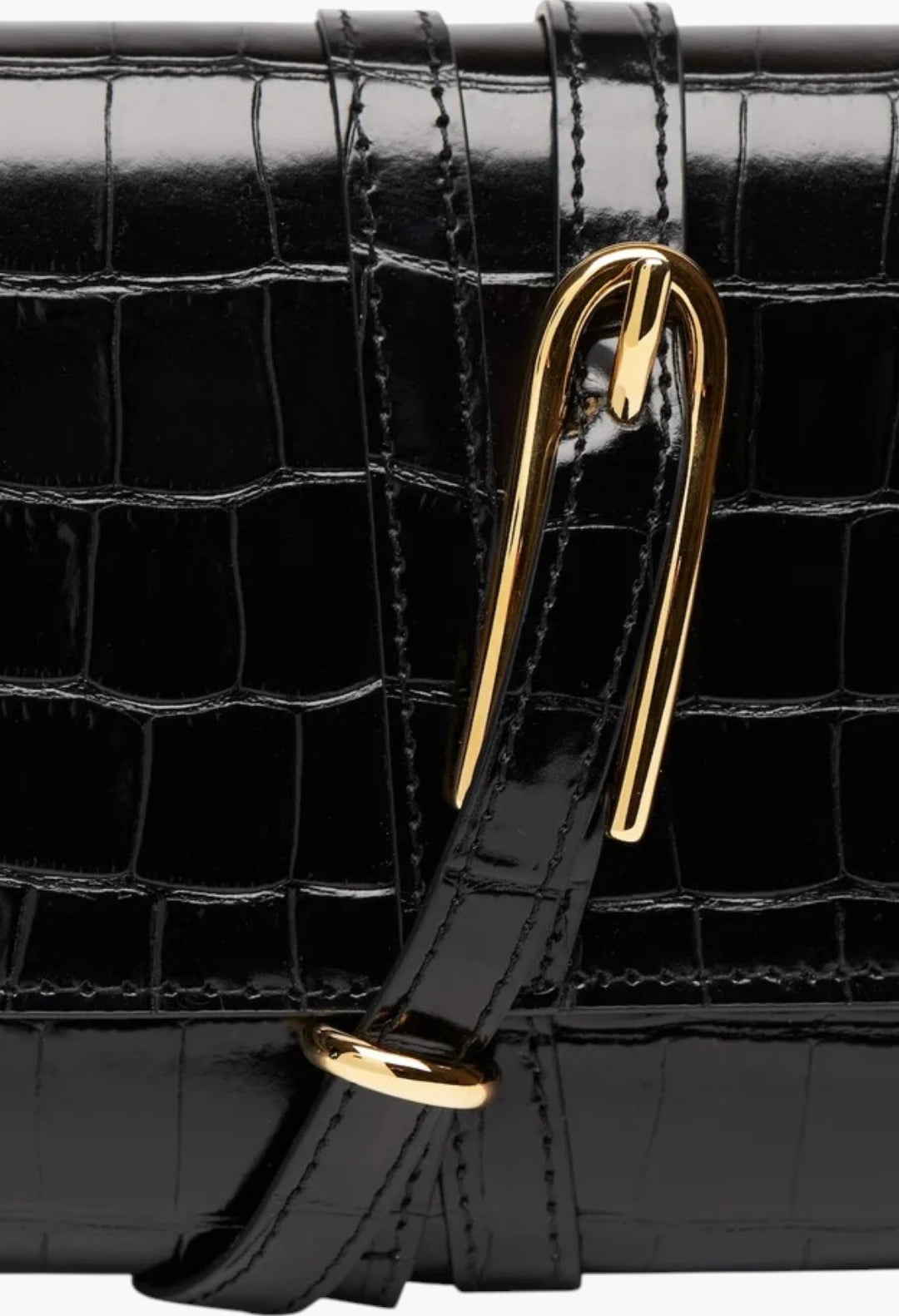 Belted Clutch Black Croc