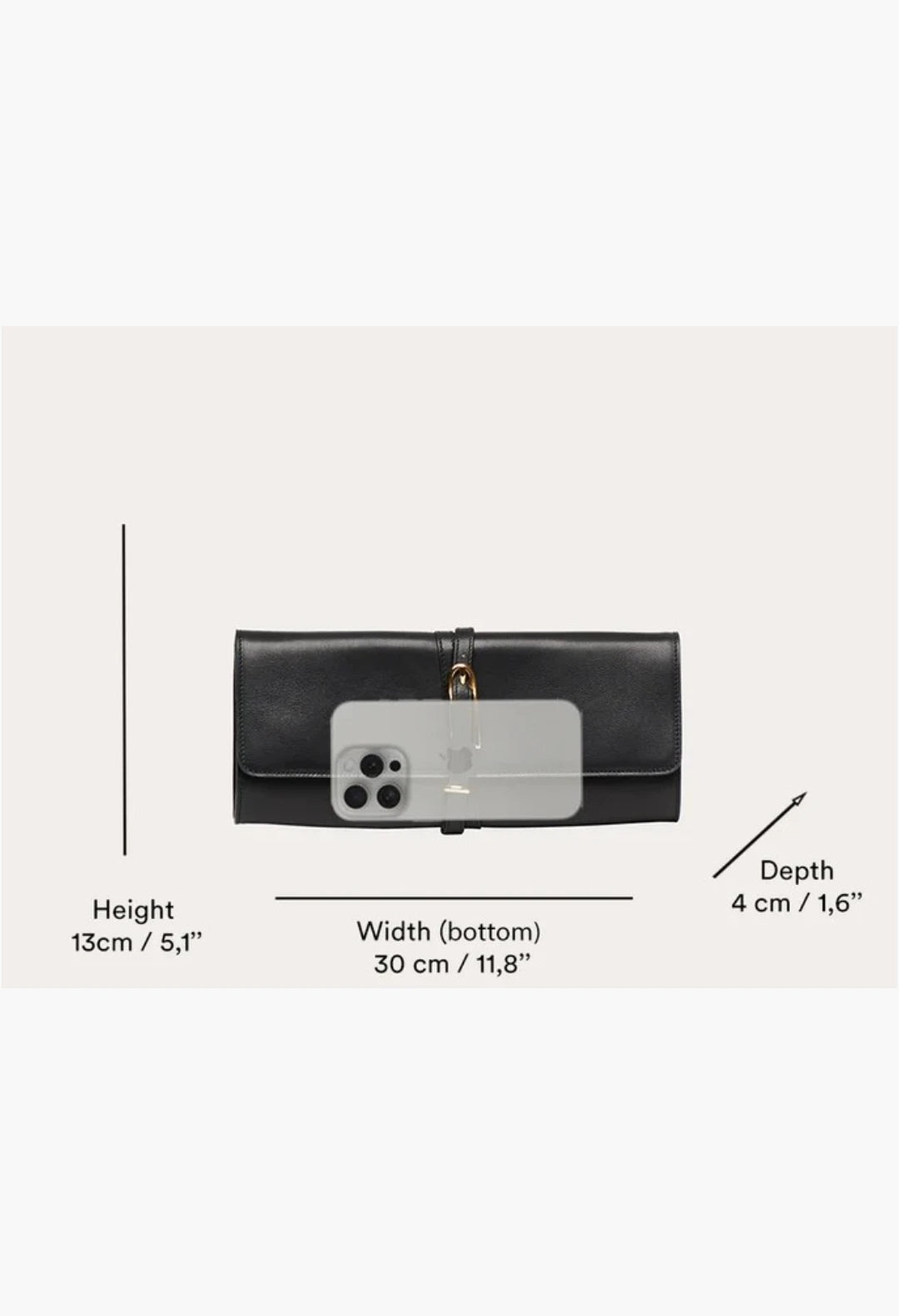 Belted Clutch Black Croc