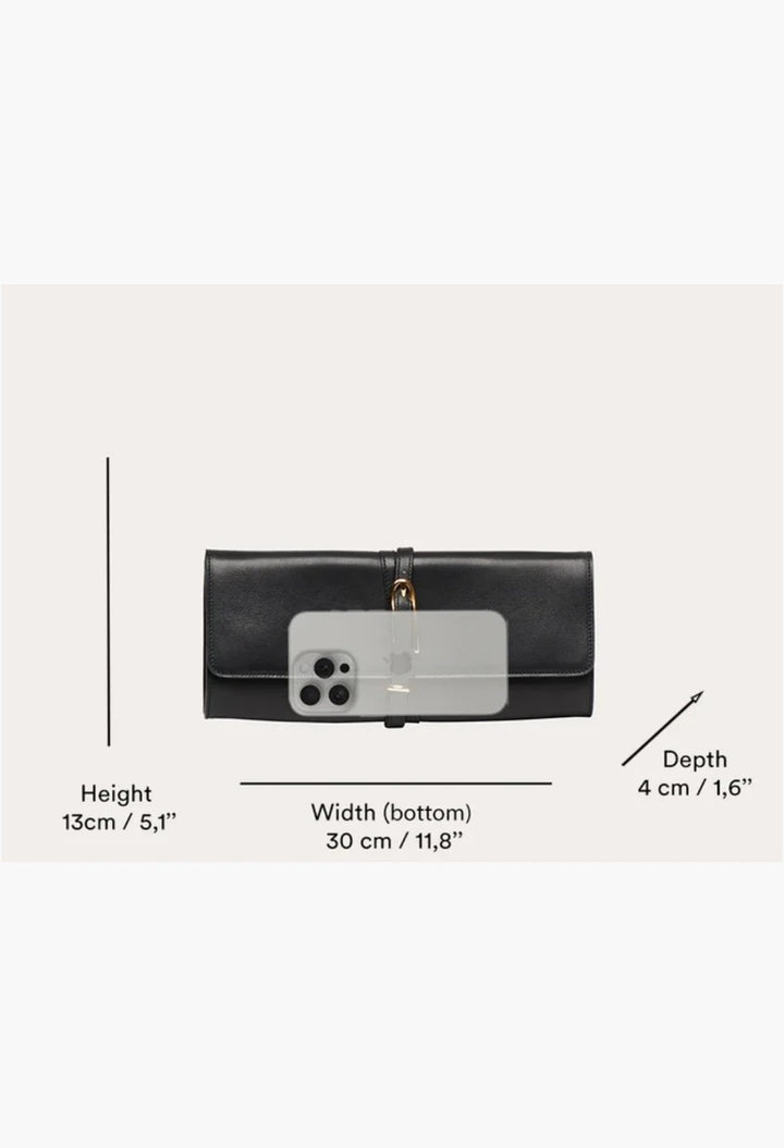 Belted Clutch Black Croc