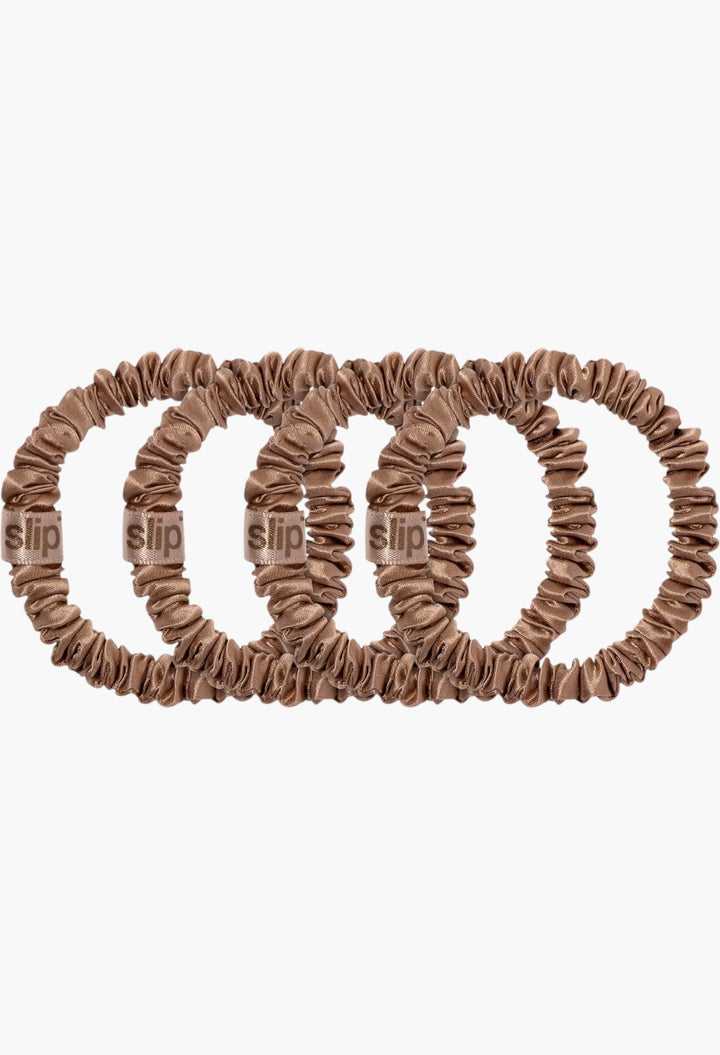 Light Brown - Slip Pure Silk Skinny Scrunchies - GLAM MODA