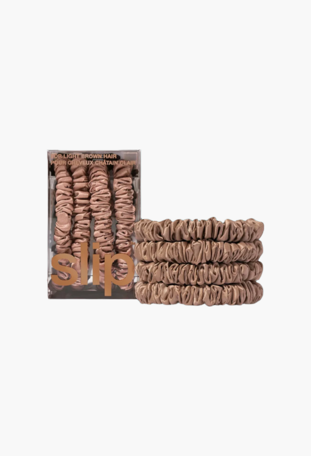 Light Brown - Slip Pure Silk Skinny Scrunchies - GLAM MODA