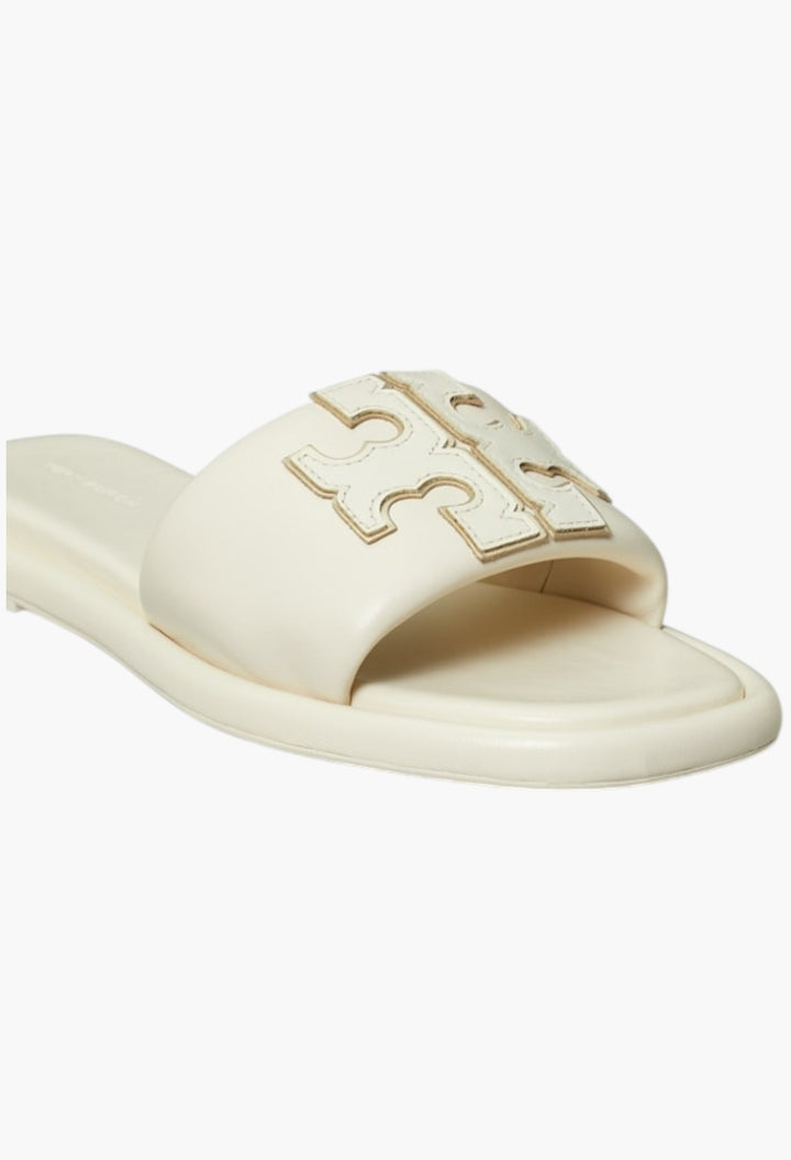 Light Cream/Gold - Double T Sport Slide - GLAM MODA