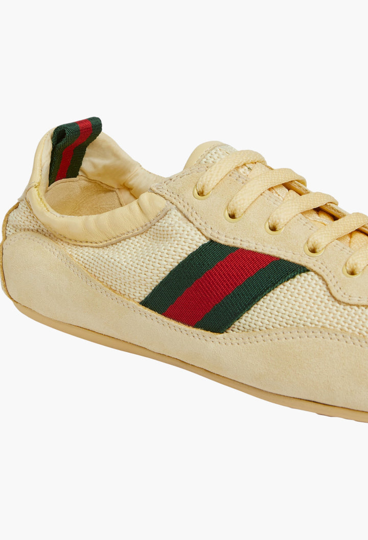 Light Yellow Fabric - Women's Gucci Shift Sneaker - GLAM MODA