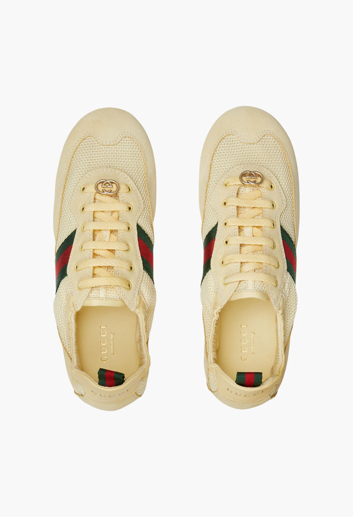 Light Yellow Fabric - Women's Gucci Shift Sneaker - GLAM MODA