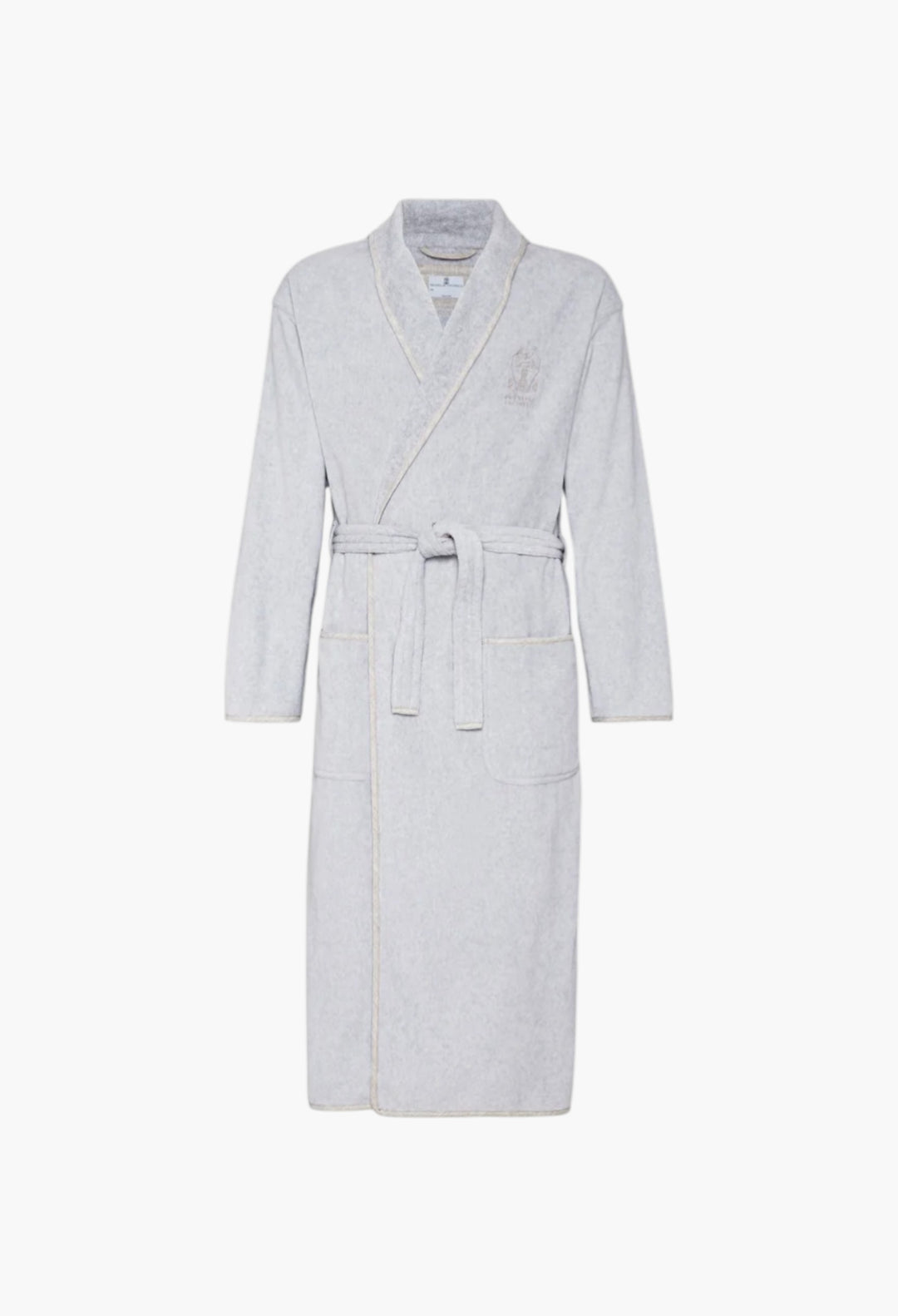 Cotton Terrycloth Bathrobe With Linen Trims - GLAM MODA
