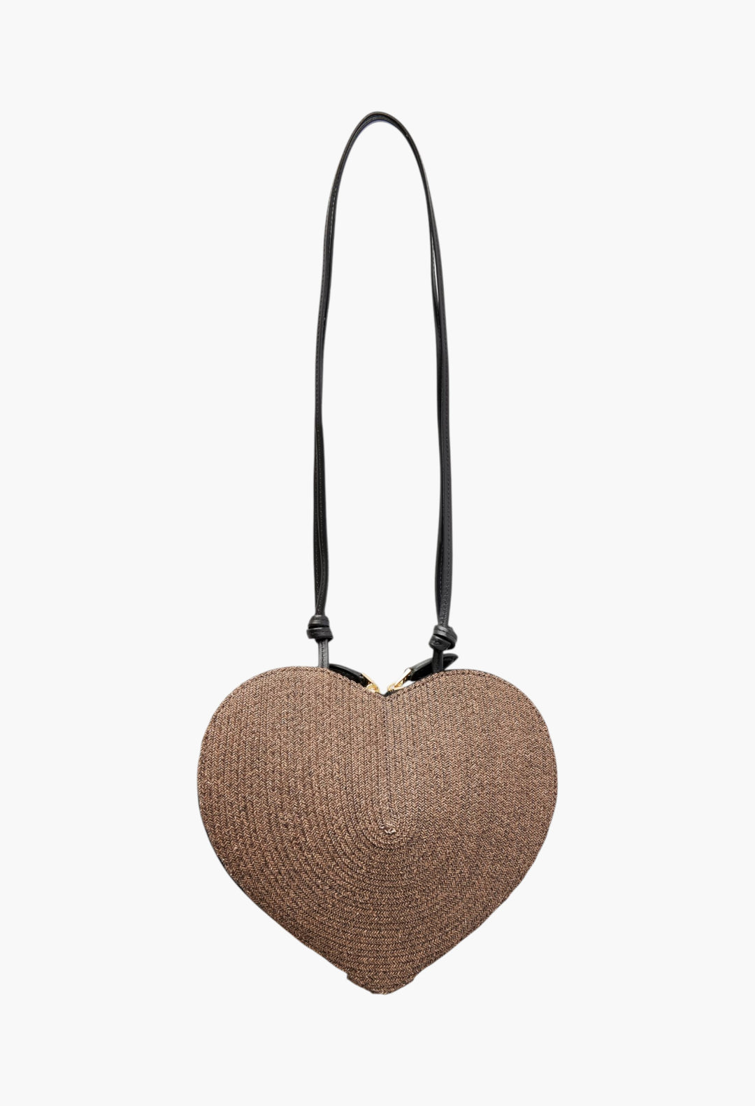 Le Cœur Leather-Trimmed Raffia Shoulder Bag - GLAM MODA