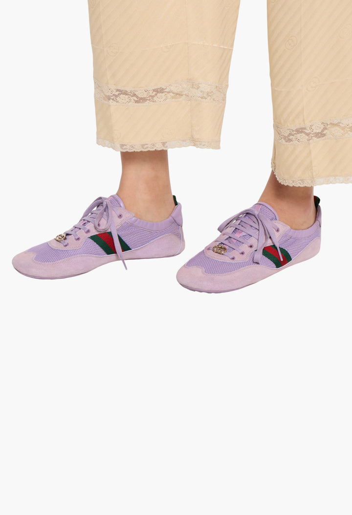 Lilac Fabric - Women's Gucci Shift Sneaker - GLAM MODA