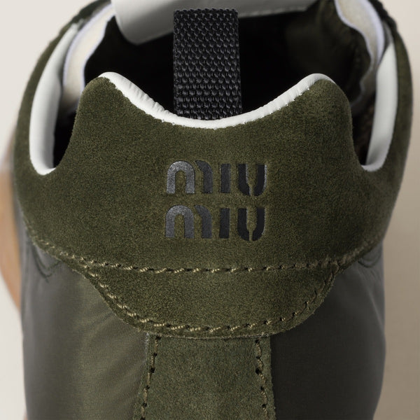 Loden Green - Tyre technical fabric and suede sneakers