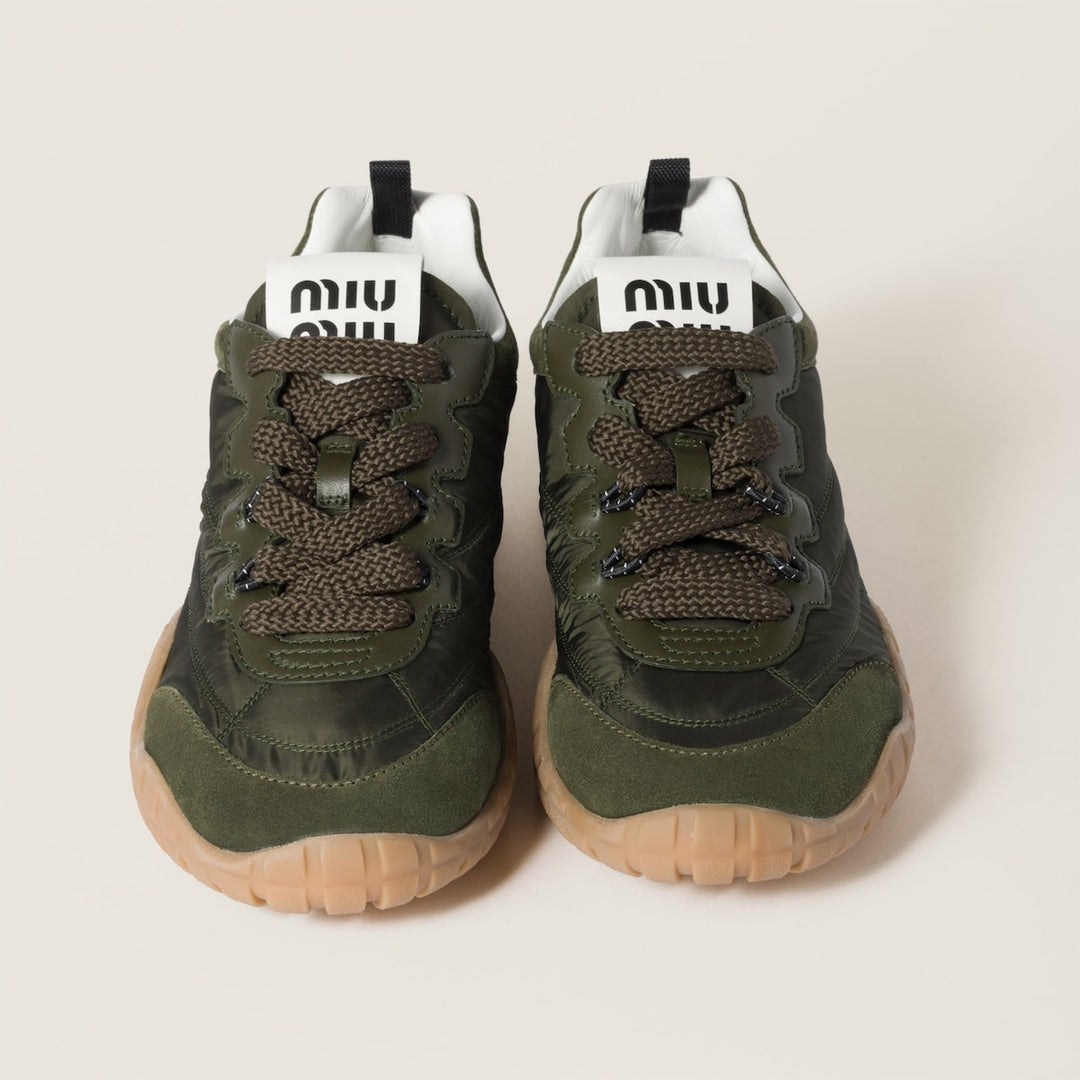 Loden Green - Tyre technical fabric and suede sneakers - GLAM MODA