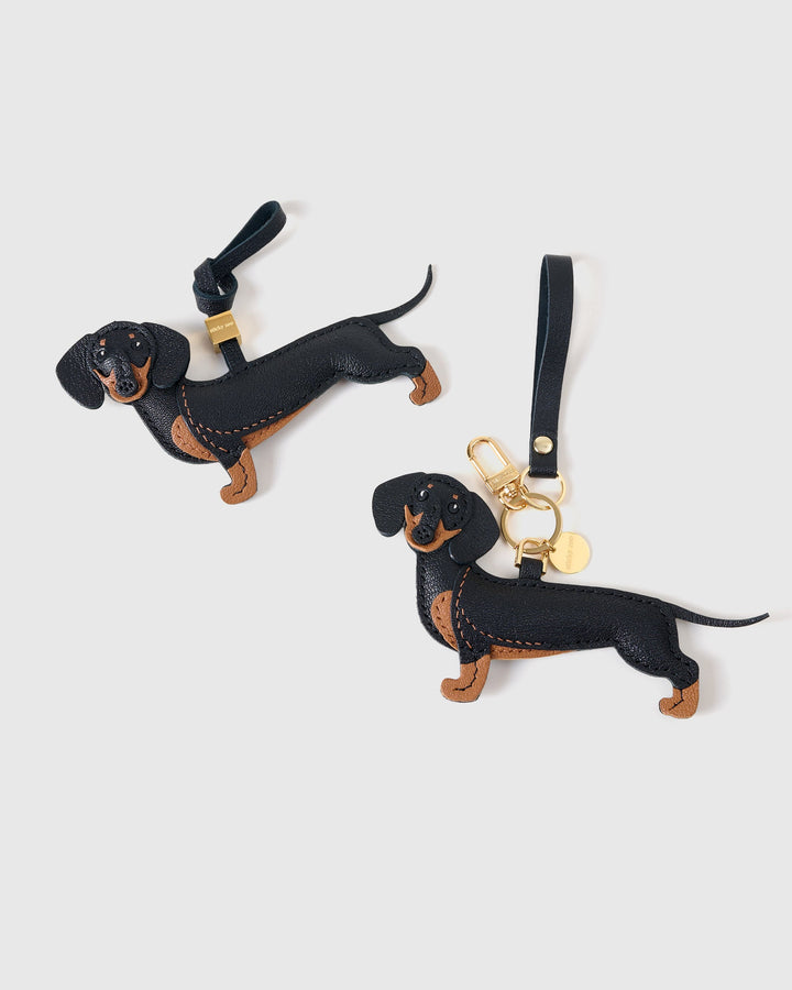 Long Dash Dachshund Charm -  Keychain Clip (18K Gold-Plated Clasp) - GLAM MODA