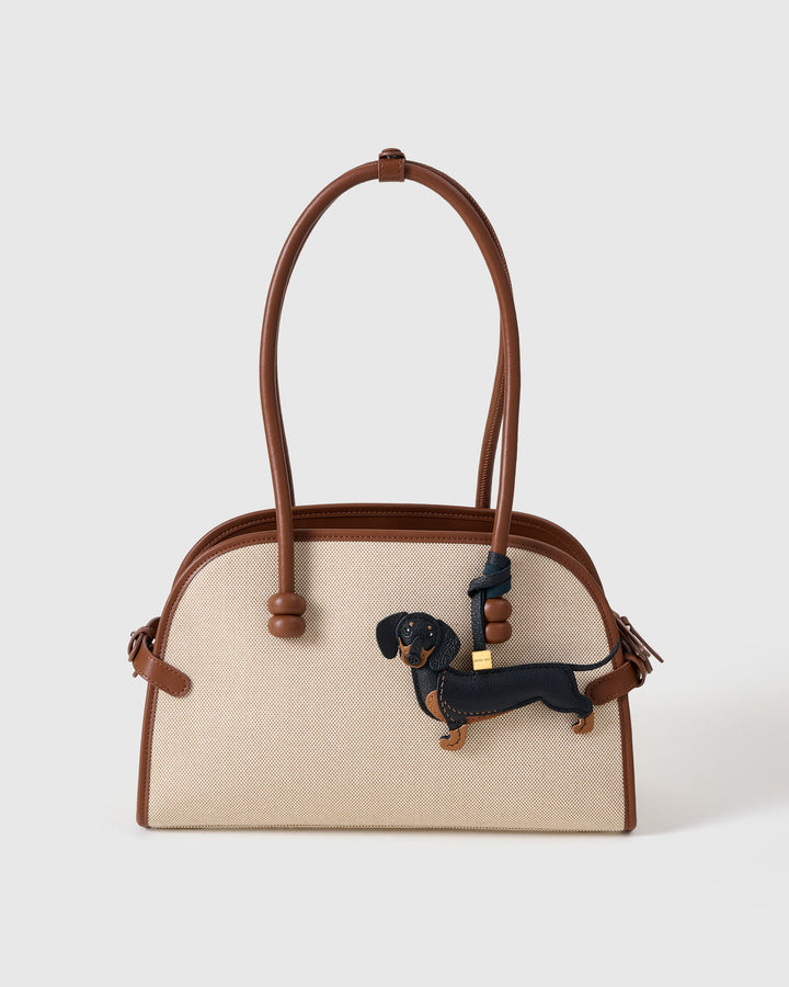Long Dash Dachshund Charm -  Leather Strap (Bag Strap Loop) - GLAM MODA