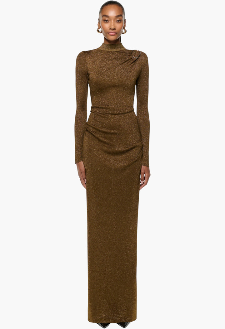 Lurex Knit Drape & Metal Trim Dress - GLAM MODA