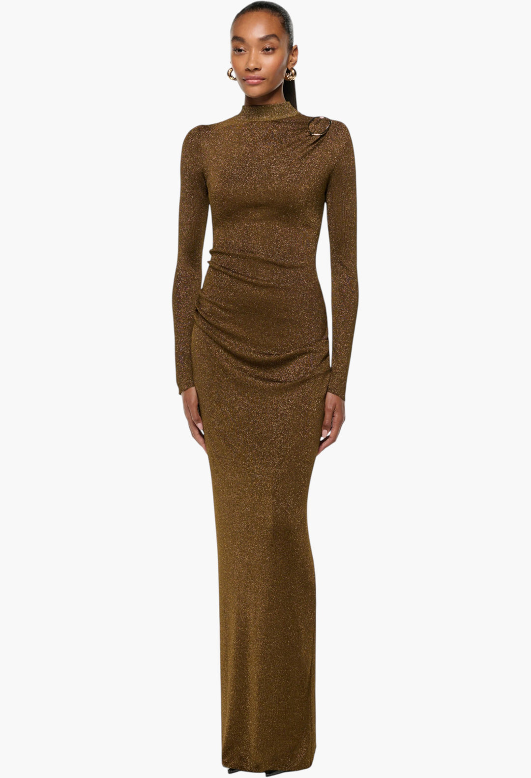 Lurex Knit Drape & Metal Trim Dress - GLAM MODA