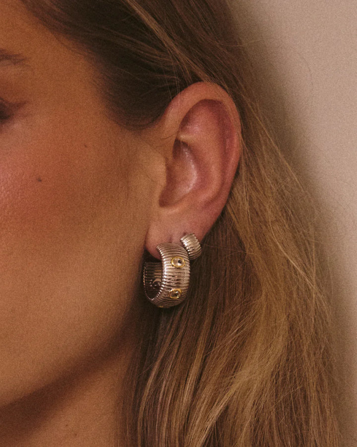 The Georgia Stone Earring Set - Silver - GLAM MODA