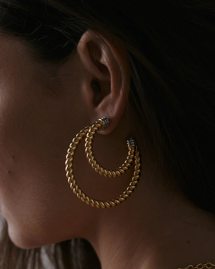 The Xl Sierra Rope Hoops - Gold - GLAM MODA