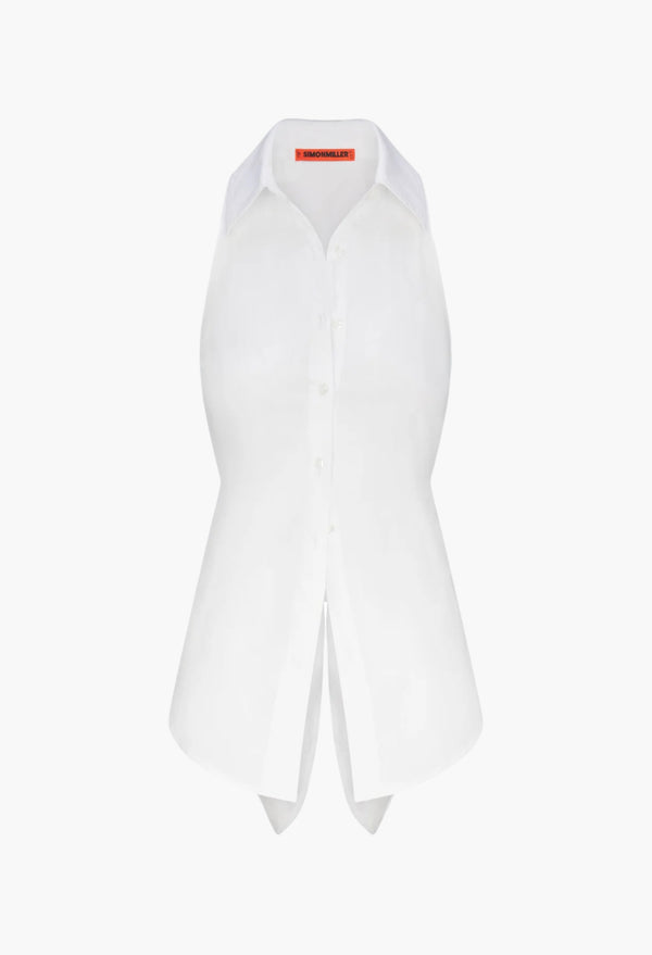 Macadamia - Loch Sleeveless Poplin Button Up