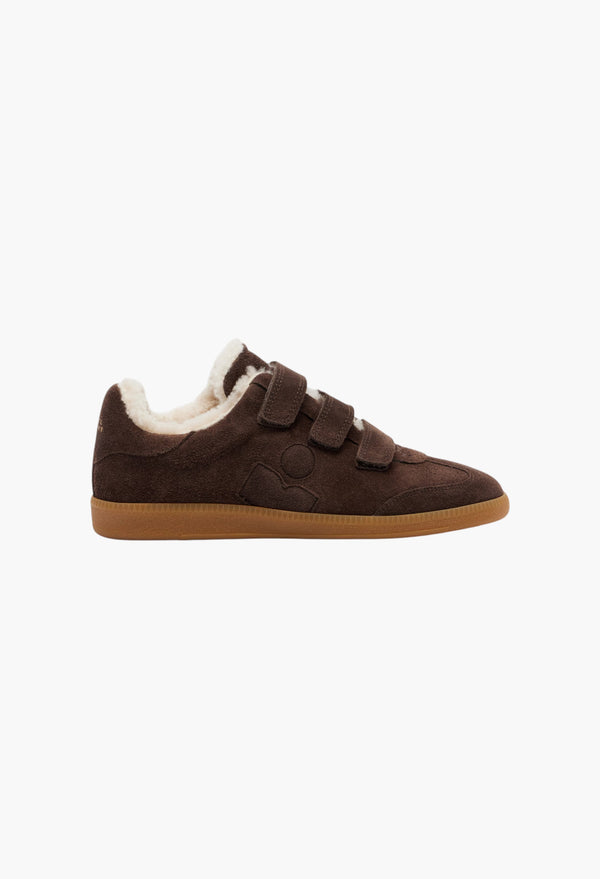 Brown / Beige - Beth Shearling-Trimmed Suede Sneakers