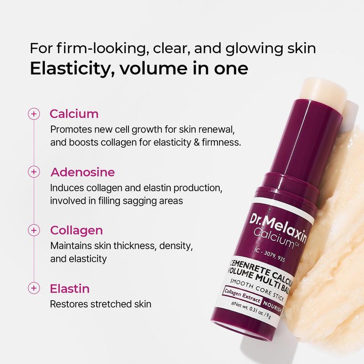 Calcium Multi Balm Stick, Collagen & Elastin Wrinkle Stick, All-In-One Hydrating Balm, Eye & Neck Balm, Makeup Base & Face Moisture Balm, Korean Skincare, 0.31 Oz - GLAM MODA