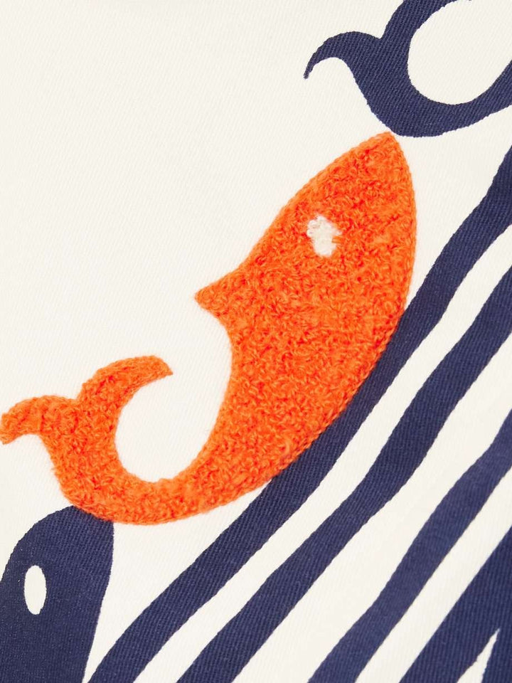 Marine Pleated Striped Embroidered Organic Cotton Shorts - GLAM MODA