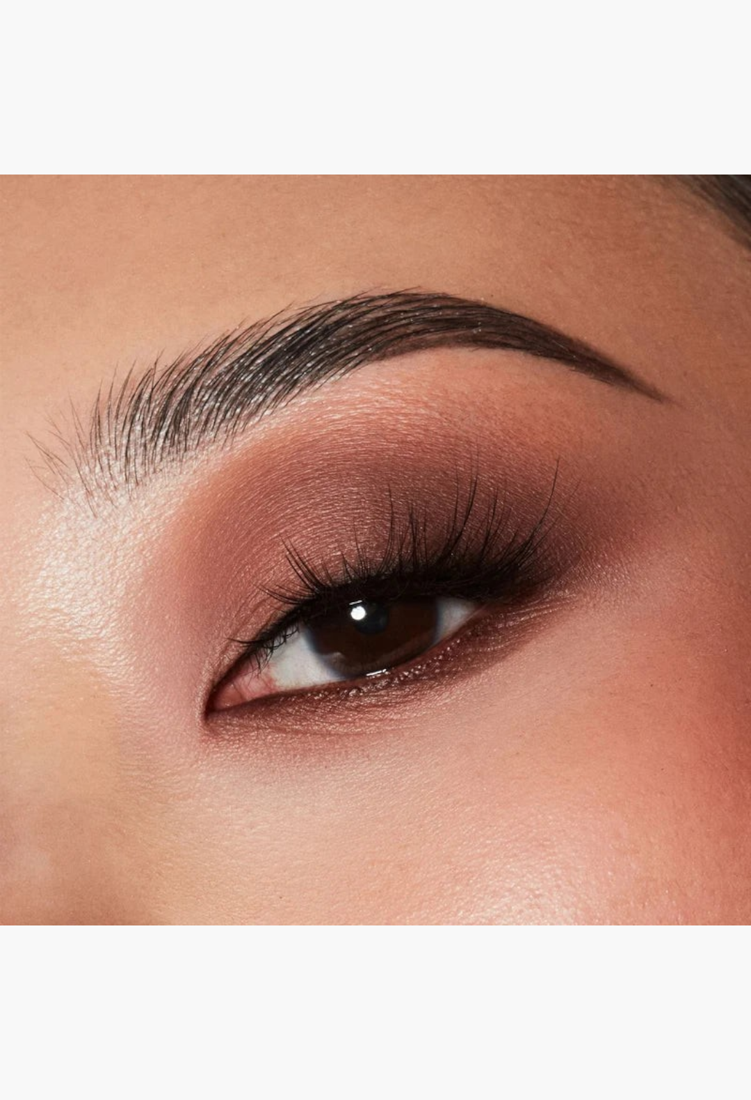 GLAM MODA Major Dimension III matte eyeshadow palette applied as a warm and cool nude smokey eye look