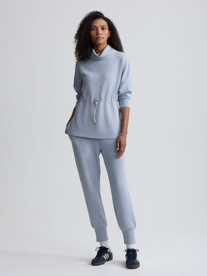 Mid Blue Marl - The Slim Cuff Pant 25" - GLAM MODA