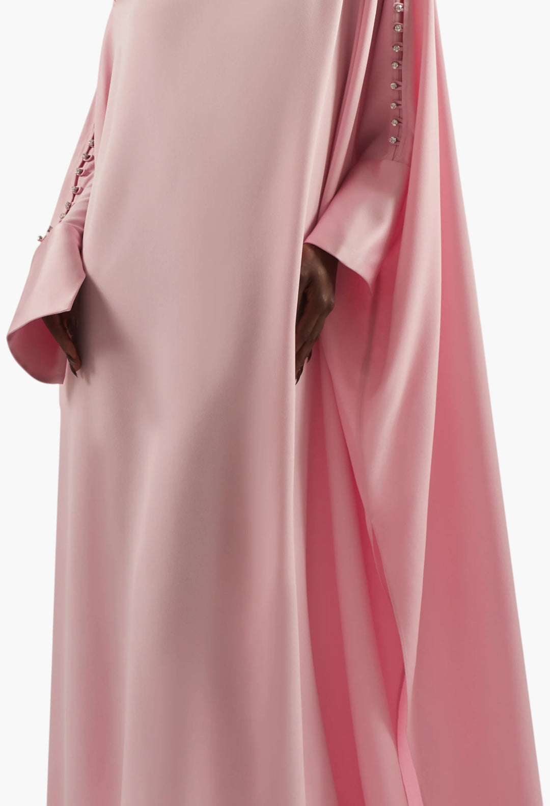 Mila Crystal Kaftan In Baby Pink - GLAM MODA