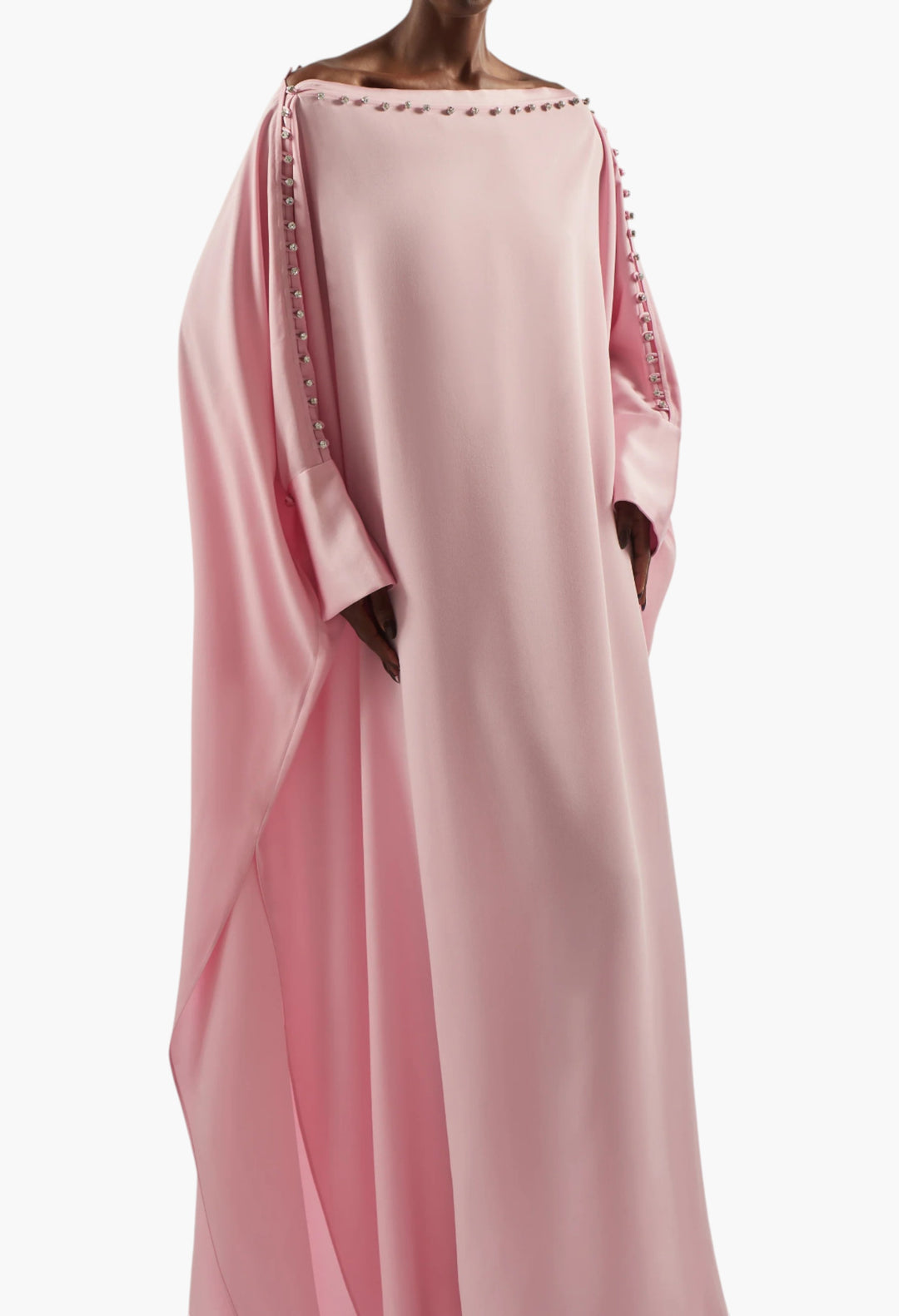 Mila Crystal Kaftan In Baby Pink - GLAM MODA