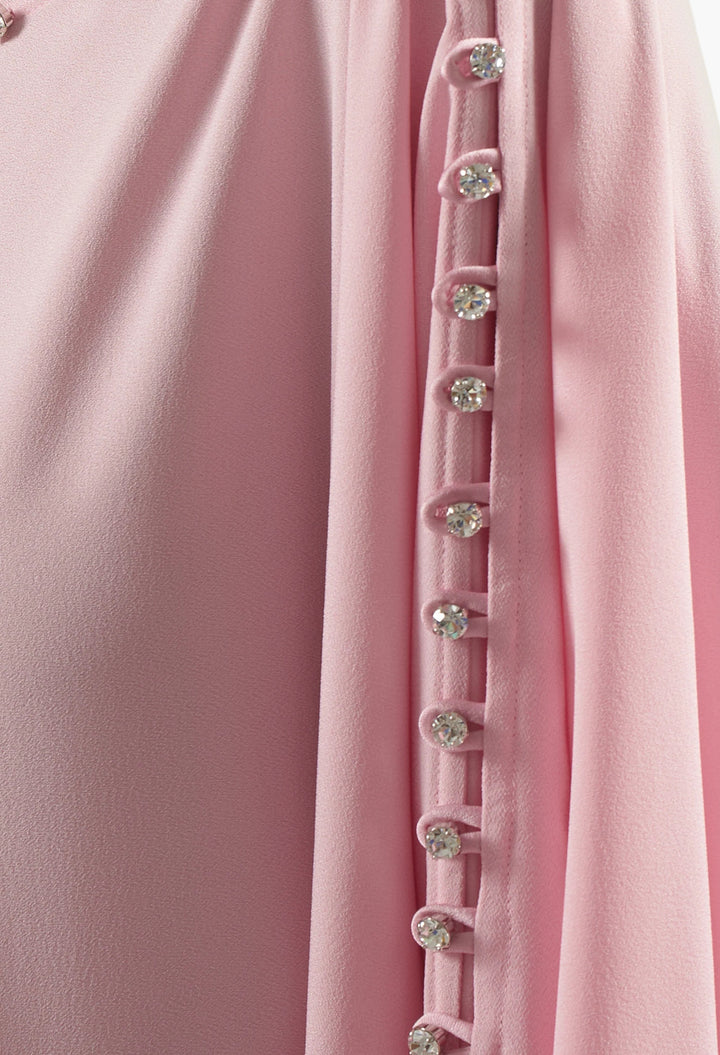 Mila Crystal Kaftan In Baby Pink - GLAM MODA
